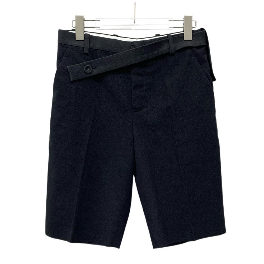 FW0182 Louis Vuitton Lv Black overlapping belt linen casual shorts 38 S size